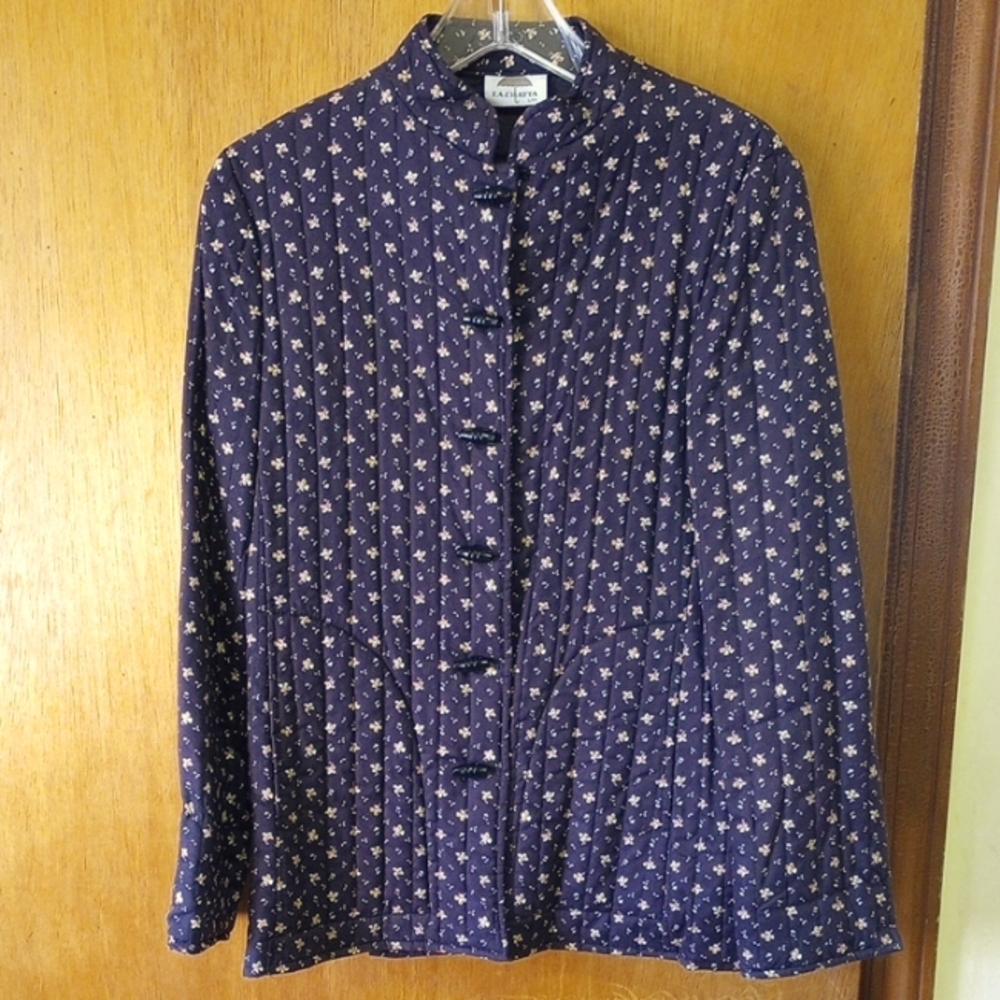 Dark quilted floral jacket